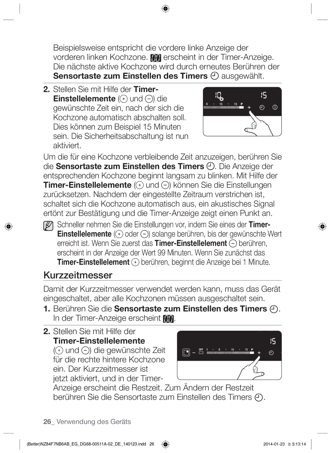 Samsung NZ84F7NB6AB/EG manual Kurzzeitmesser, Aktiviert 