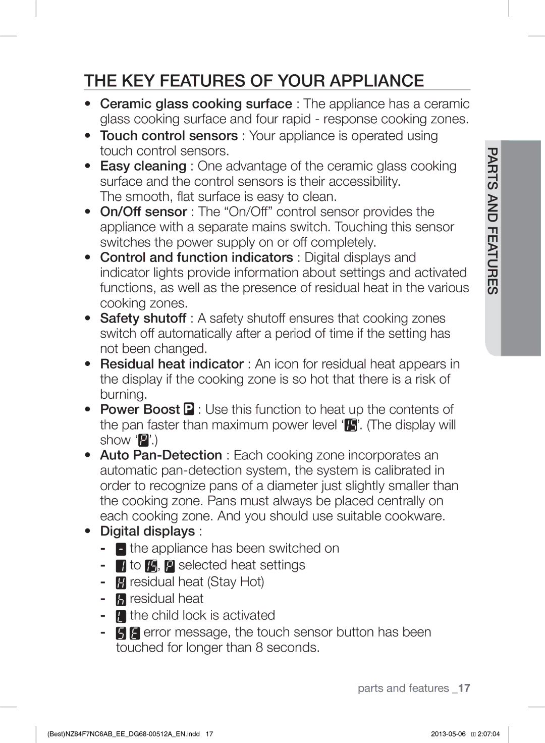 Samsung NZ84F7NC6AB/EE manual KEY Features of Your Appliance 