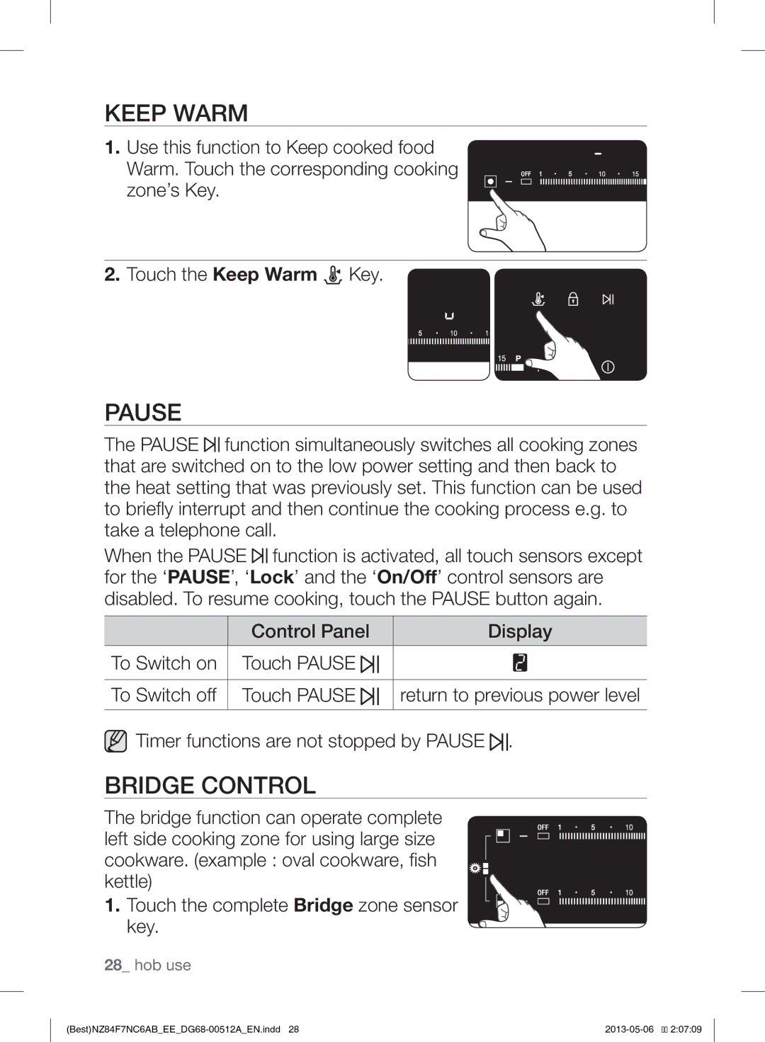 Samsung NZ84F7NC6AB/EE manual Keep Warm, Bridge Control 