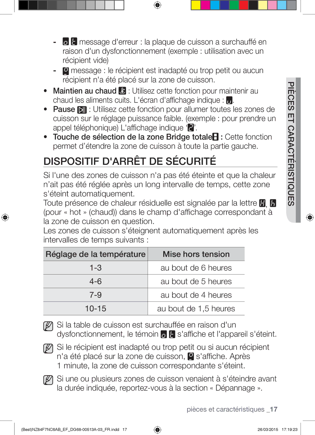 Samsung NZ84F7NC6AB/EF manual Dispositif Darrêt DE Sécurité 