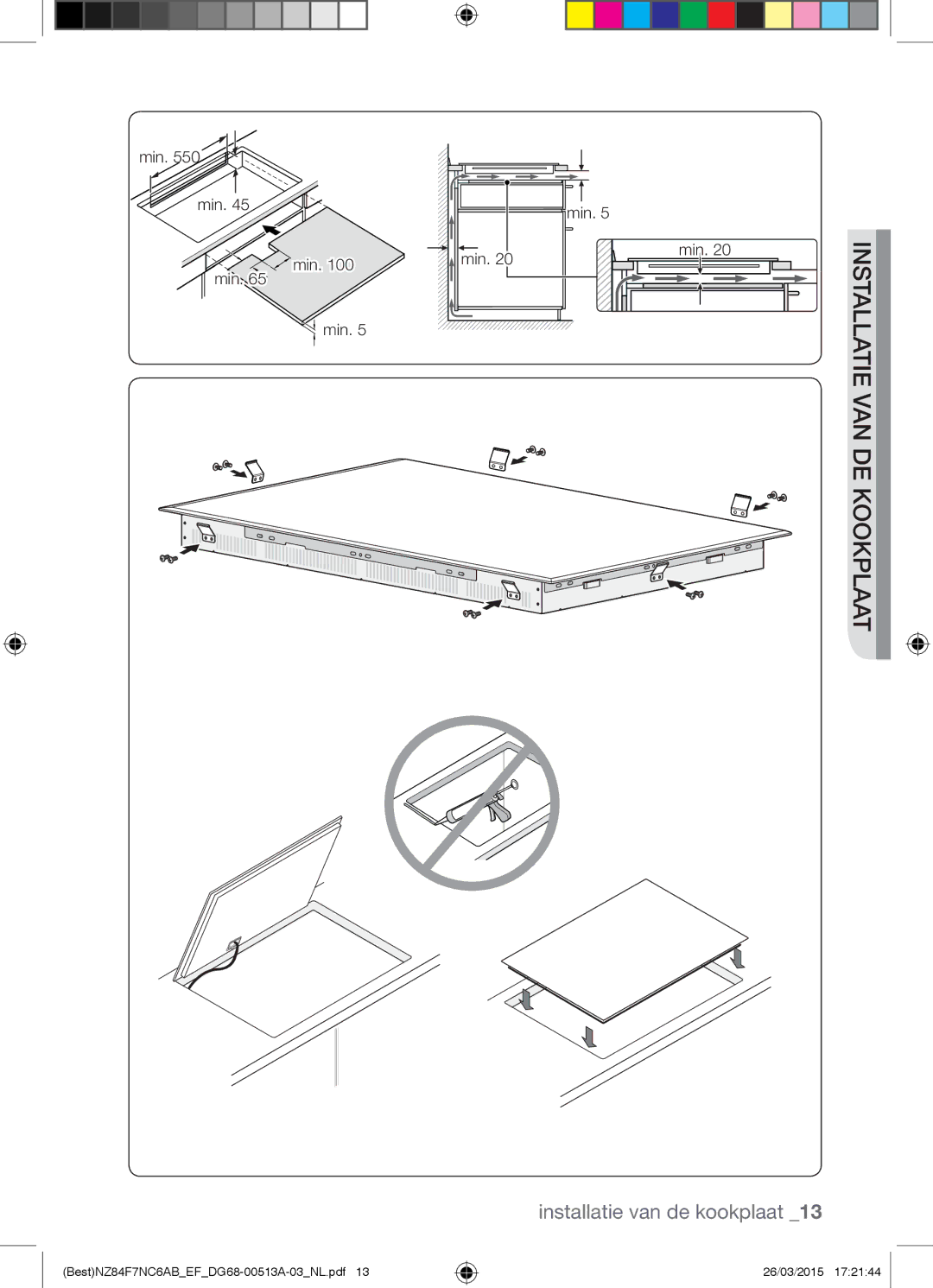 Samsung NZ84F7NC6AB/EF manual De vankookplaat Installatie 