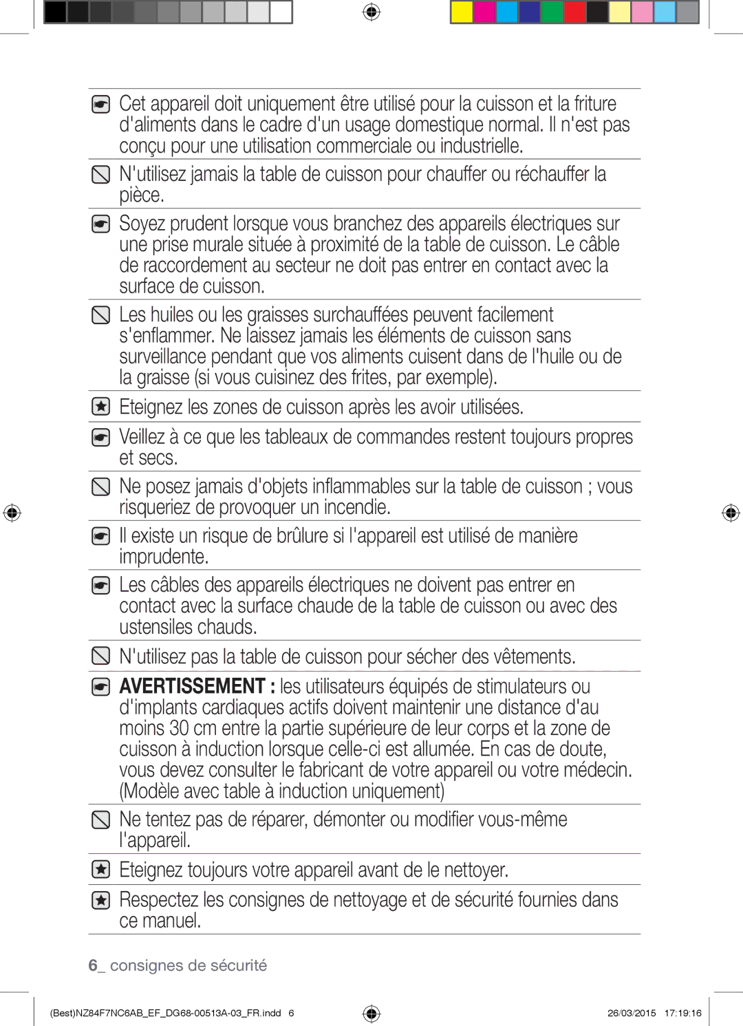 Samsung NZ84F7NC6AB/EF manual Consignes de sécurité 