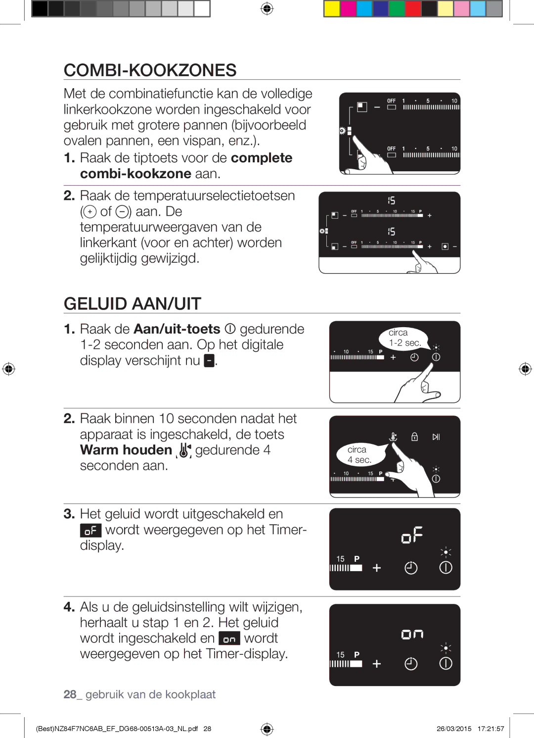 Samsung NZ84F7NC6AB/EF manual Combi-Kookzones, Geluid AAN/UIT 