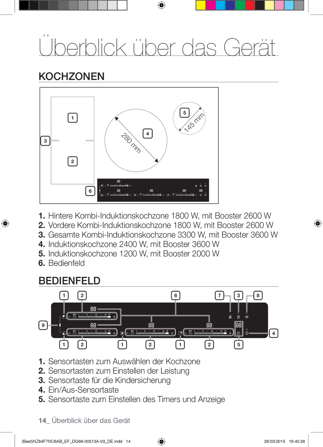 Samsung NZ84F7NC6AB/EF manual Überblick über das Gerät, Kochzonen, Bedienfeld 