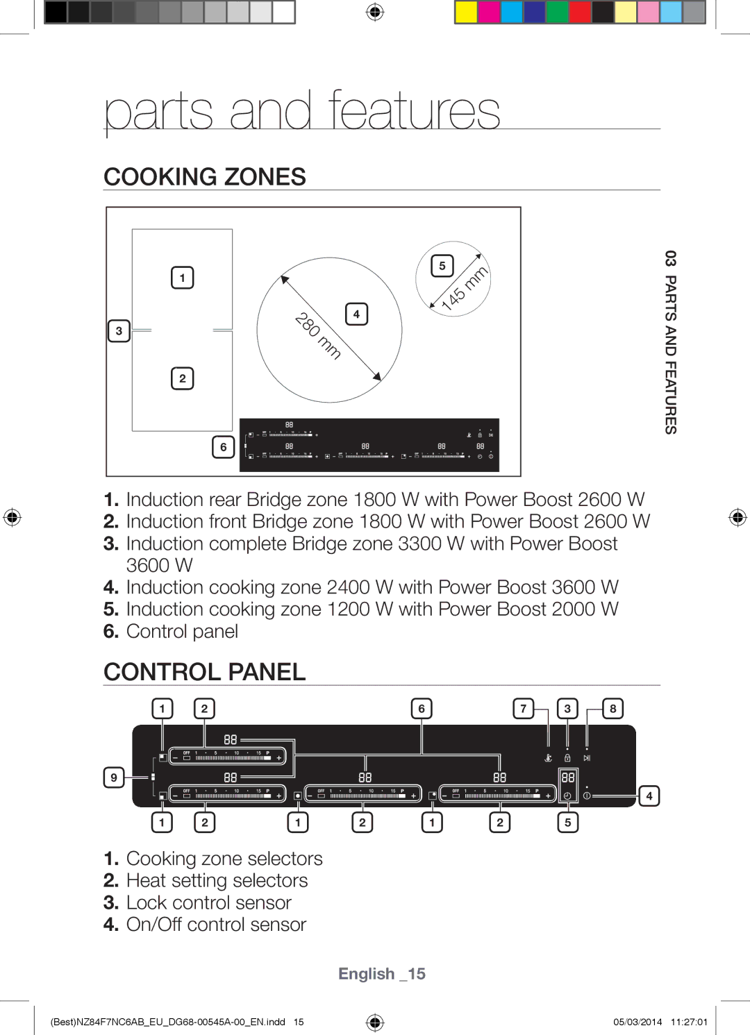 Samsung NZ84F7NC6AB/EU manual Control panel 