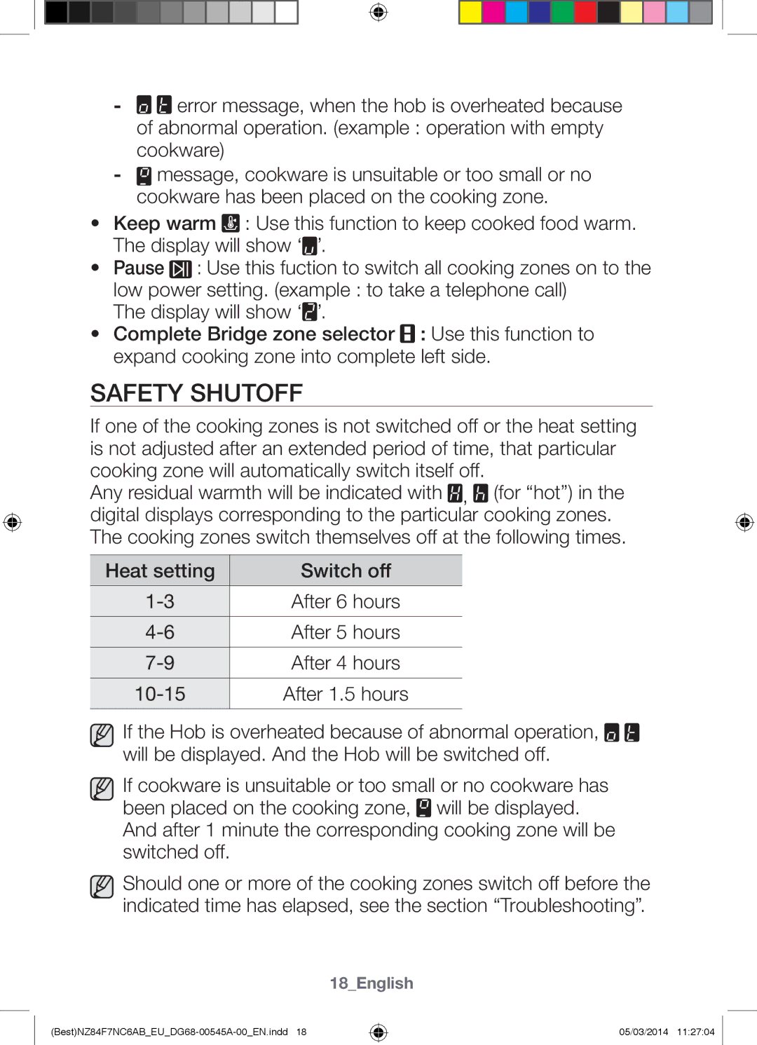 Samsung NZ84F7NC6AB/EU manual Safety Shutoff 