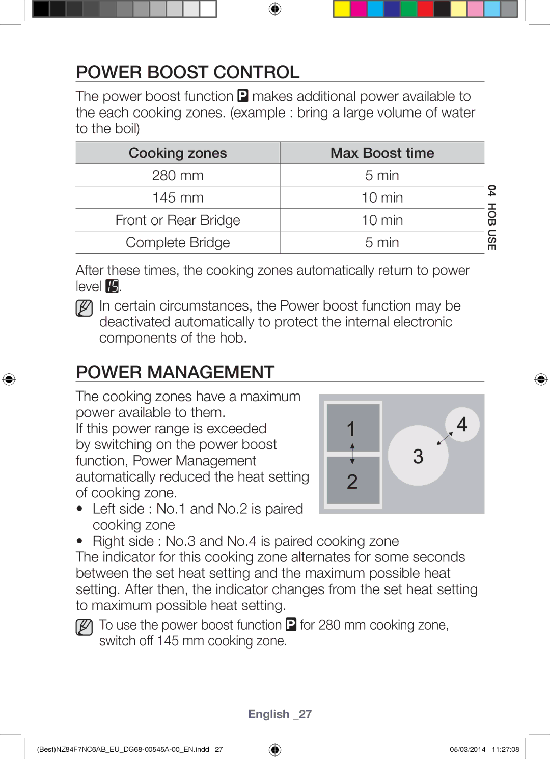 Samsung NZ84F7NC6AB/EU manual Power Boost Control, Power Management 