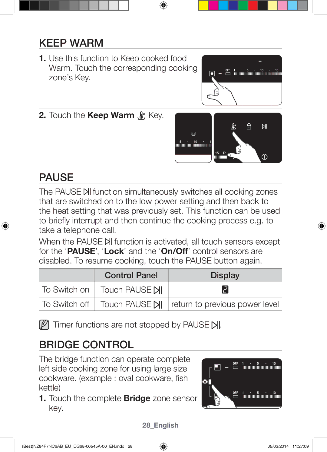 Samsung NZ84F7NC6AB/EU manual Keep Warm, Pause, Bridge Control 