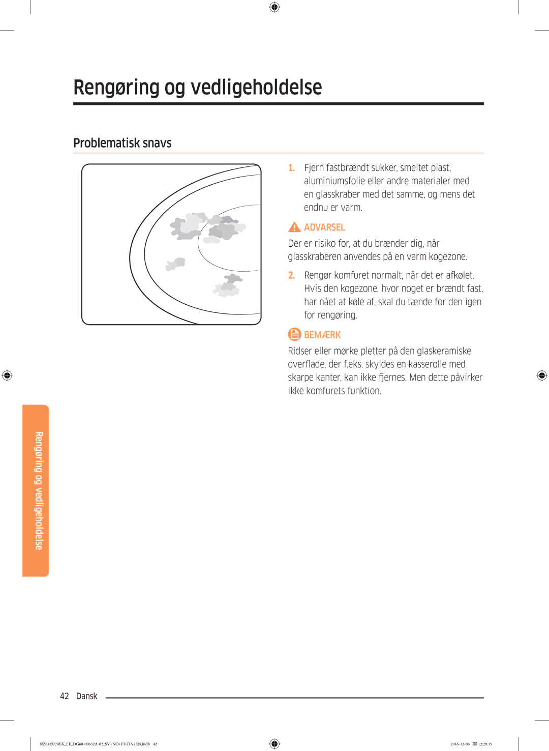 Samsung NZ84J9770EK/EE manual Problematisk snavs 