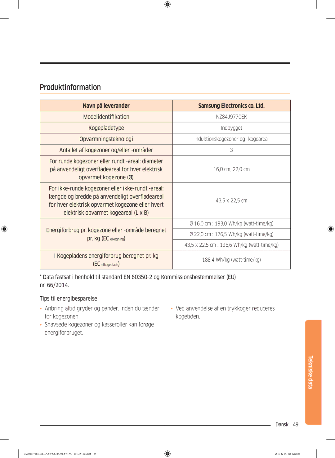 Samsung NZ84J9770EK/EE manual Modelidentifikation 