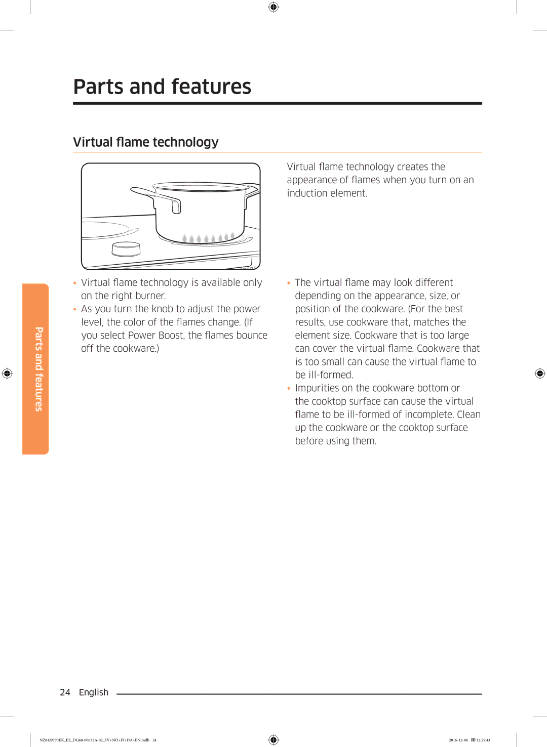 Samsung NZ84J9770EK/EE manual Virtual flame technology 