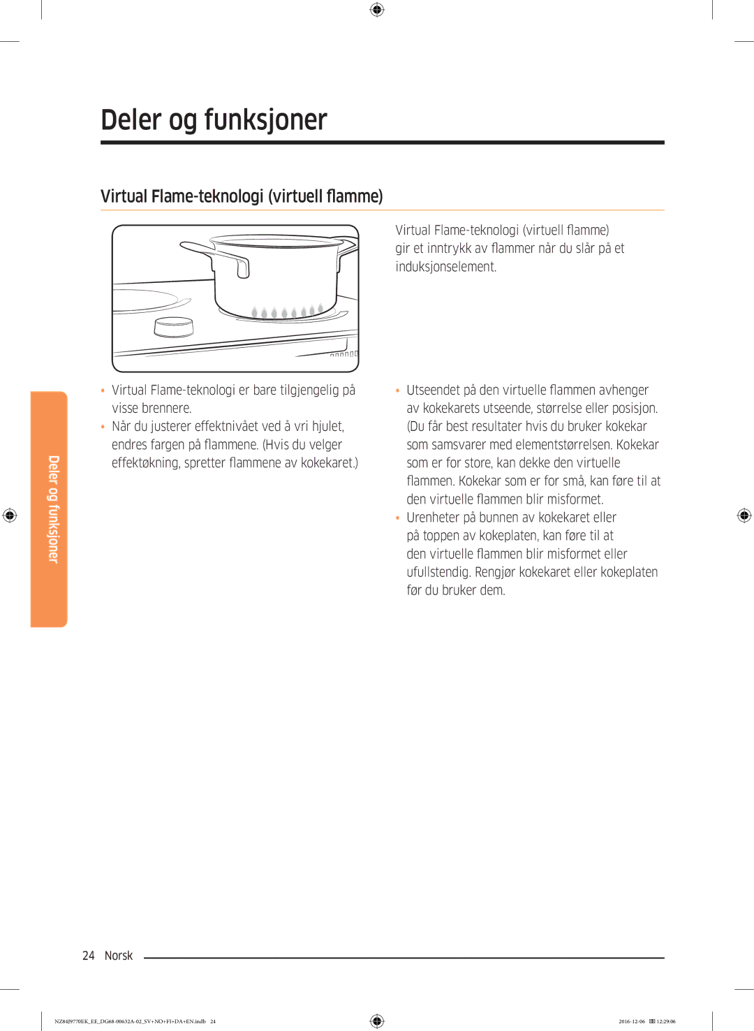 Samsung NZ84J9770EK/EE manual Virtual Flame-teknologi virtuell flamme 