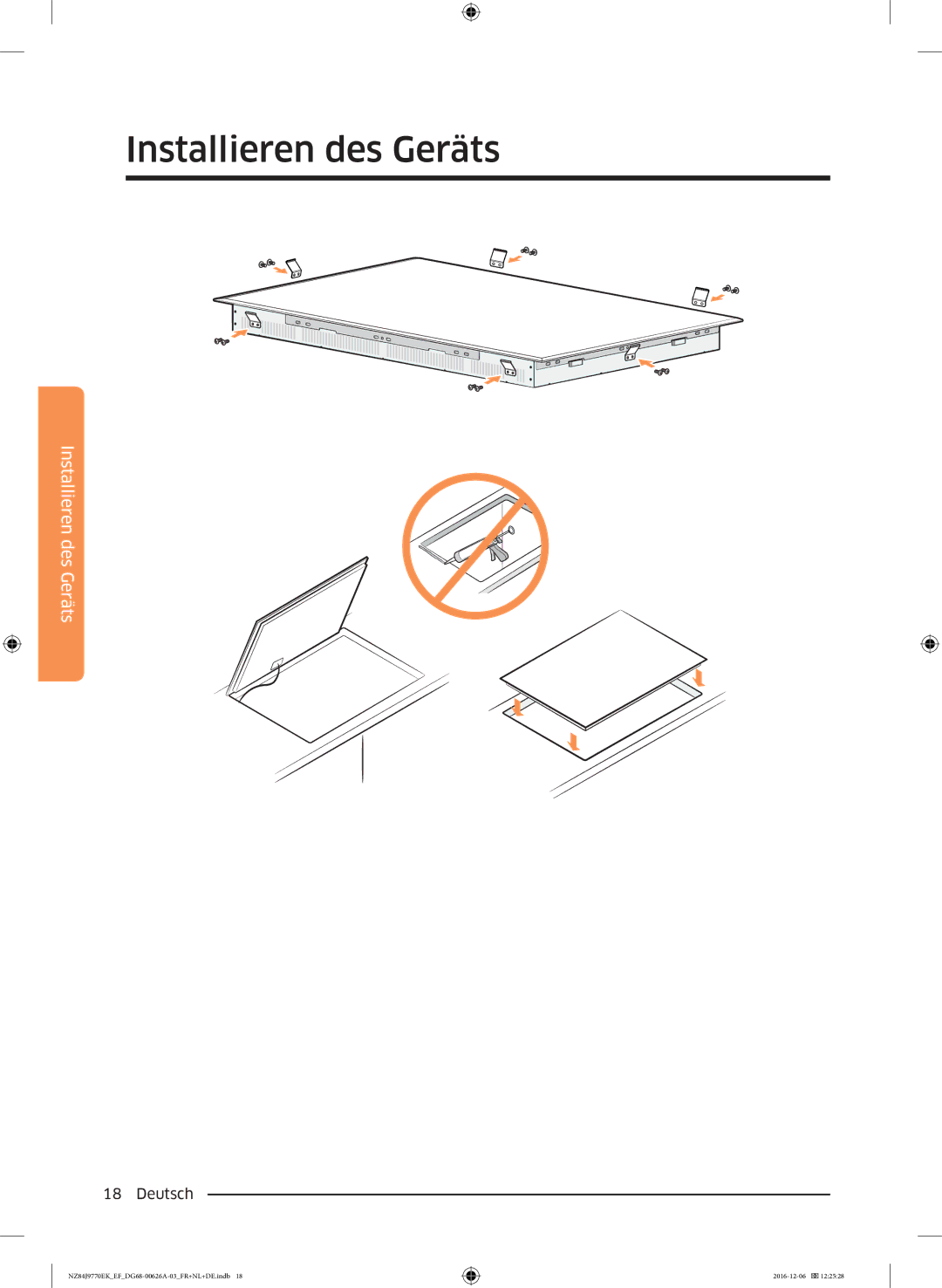 Samsung NZ84J9770EK/EF manual Installieren des Geräts 