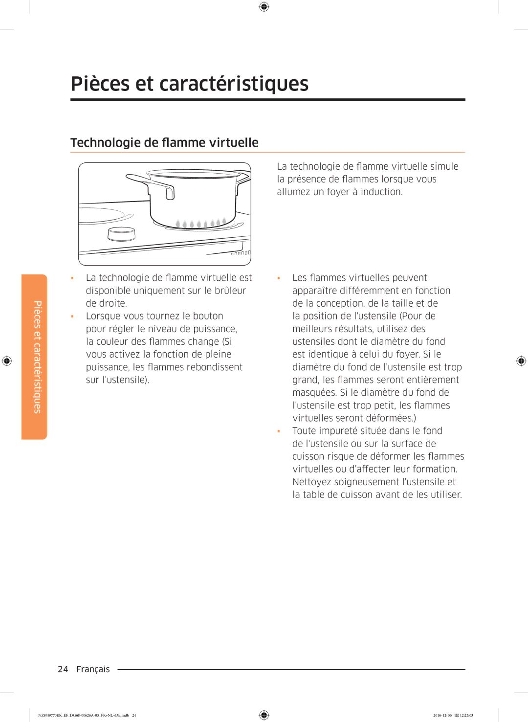 Samsung NZ84J9770EK/EF manual Technologie de flamme virtuelle 