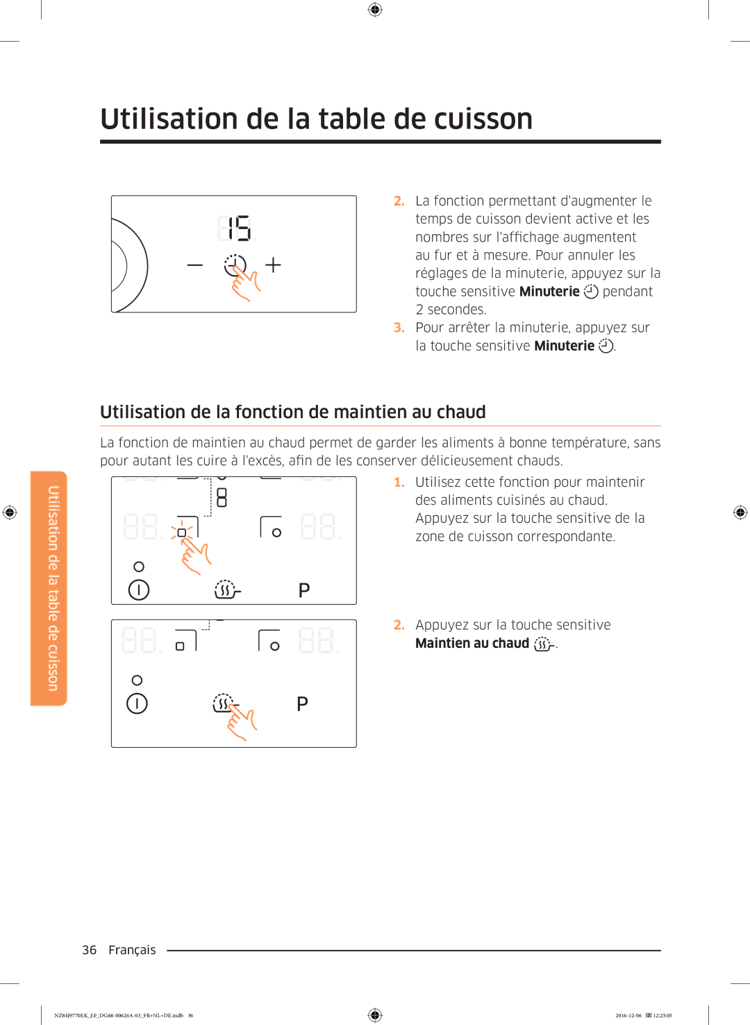 Samsung NZ84J9770EK/EF manual Utilisation de la fonction de maintien au chaud 