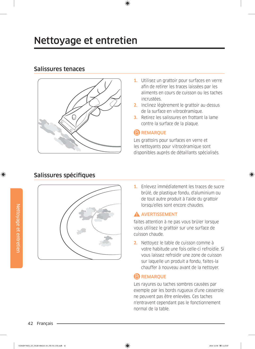 Samsung NZ84J9770EK/EF manual Salissures tenaces, Salissures spécifiques 