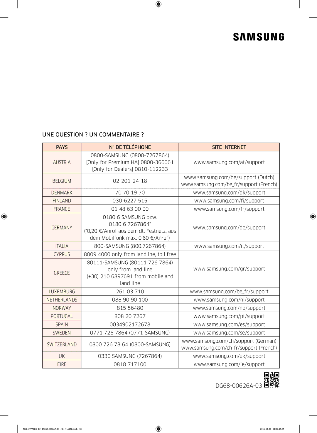 Samsung NZ84J9770EK/EF manual UNE Question ? UN Commentaire ? 