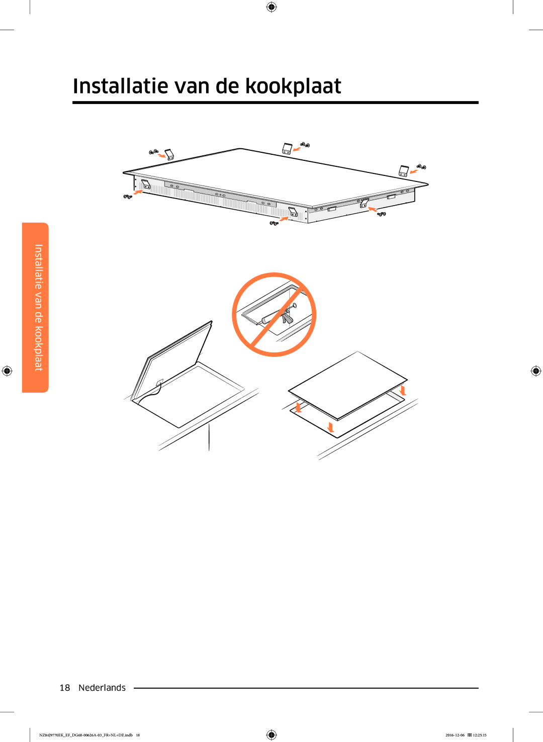 Samsung NZ84J9770EK/EF manual Installatie van de kookplaat 