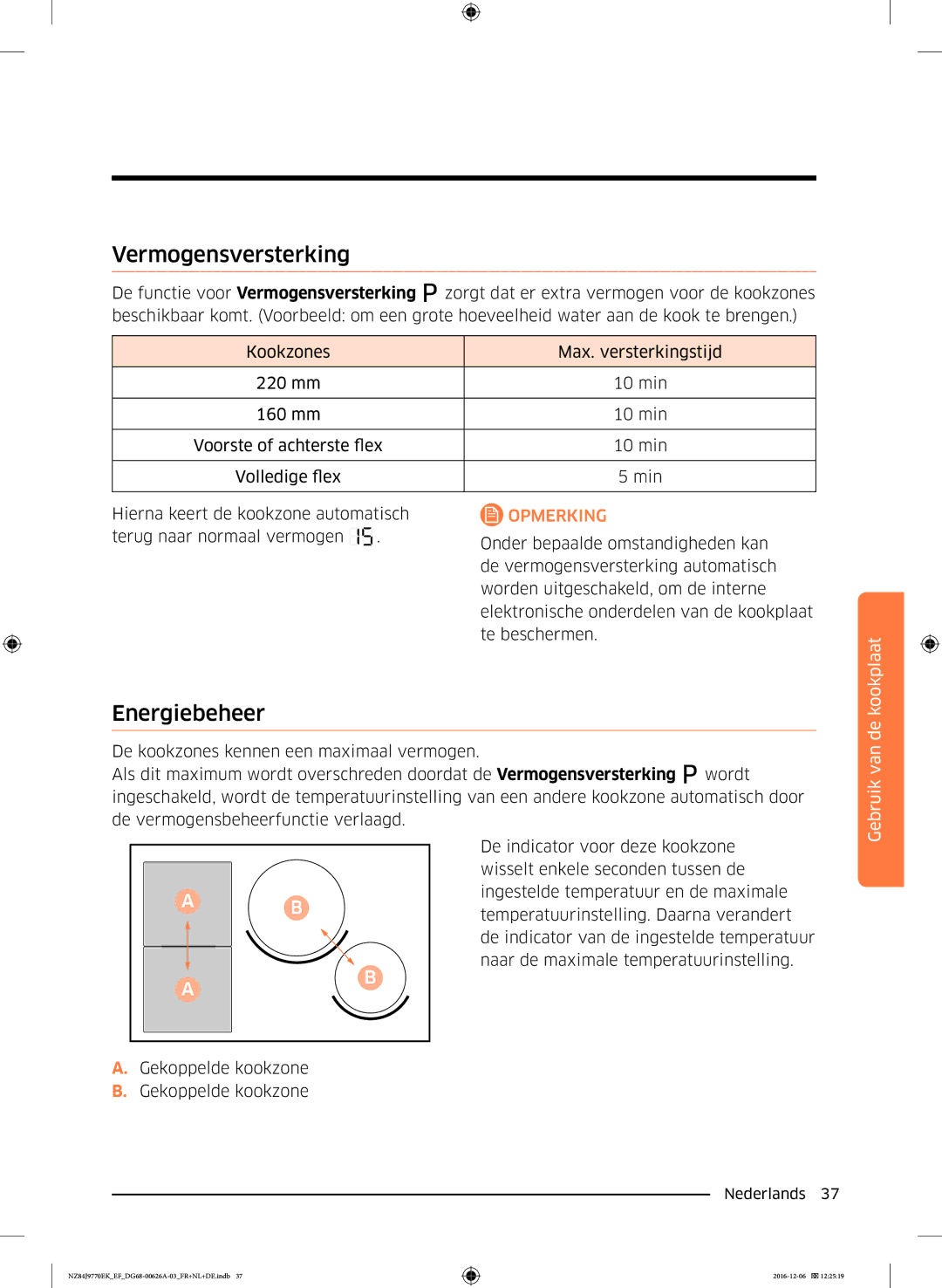 Samsung NZ84J9770EK/EF manual Vermogensversterking, Energiebeheer 