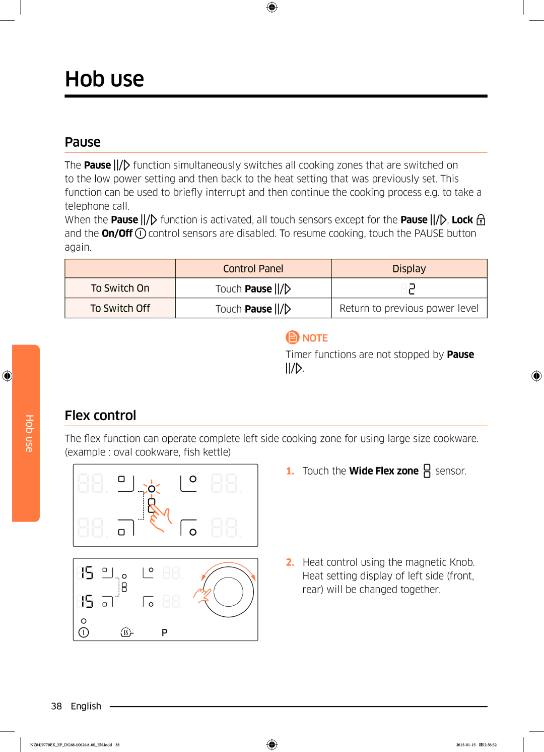 Samsung NZ84J9770EK/EF manual Pause, Flex control 