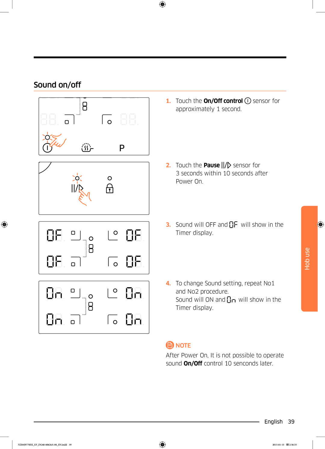 Samsung NZ84J9770EK/EF manual Sound on/off 