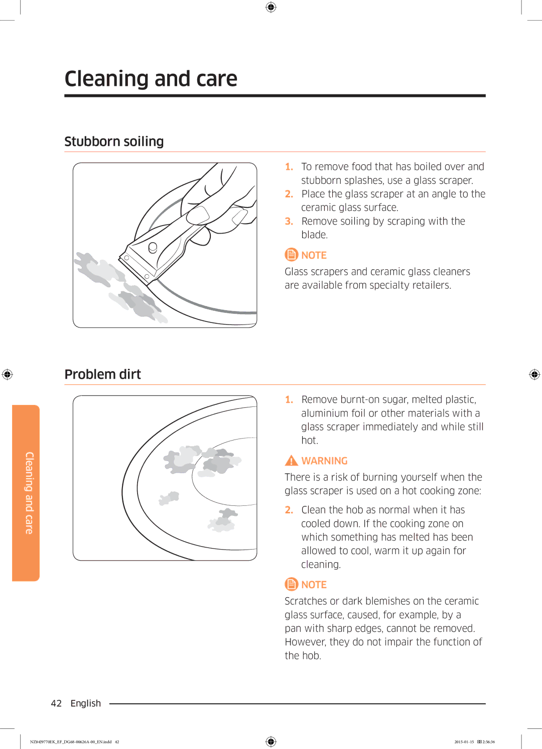 Samsung NZ84J9770EK/EF manual Stubborn soiling, Problem dirt 