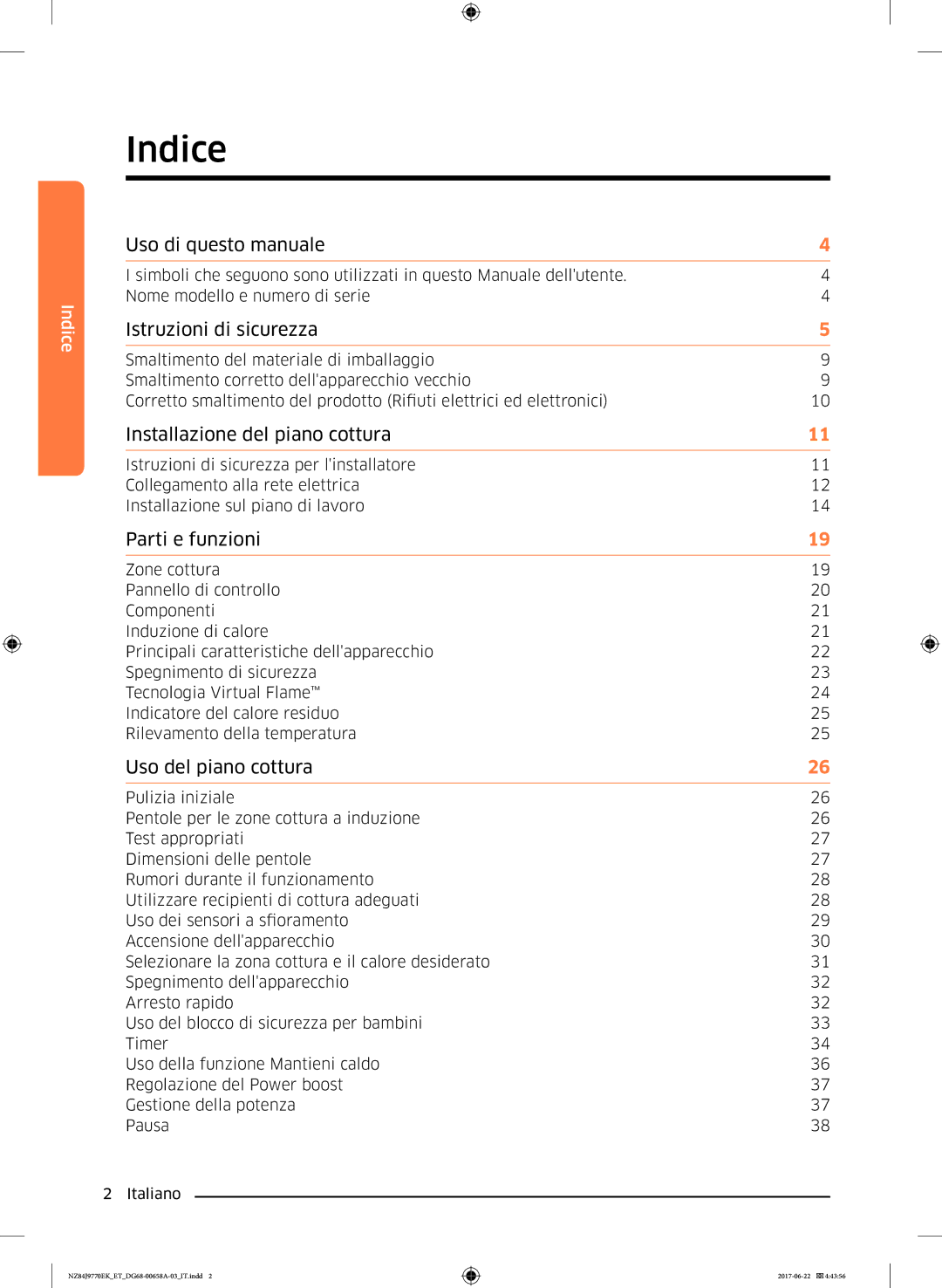 Samsung NZ84J9770EK/ET Indice, Uso di questo manuale 