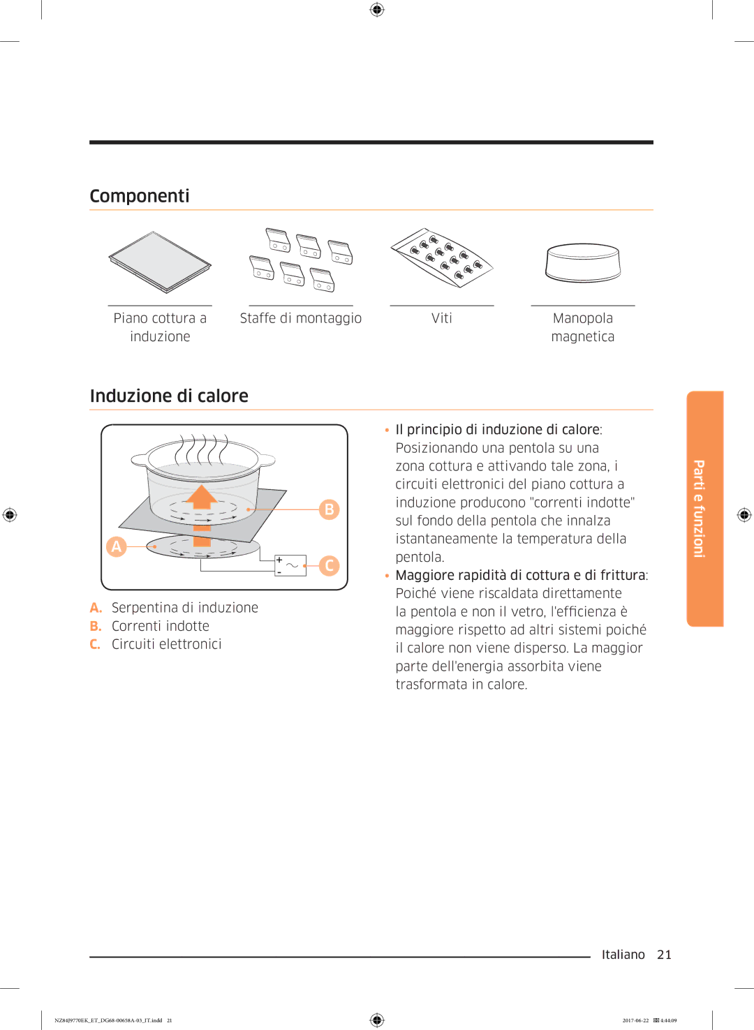 Samsung NZ84J9770EK/ET manual Componenti, Induzione di calore 