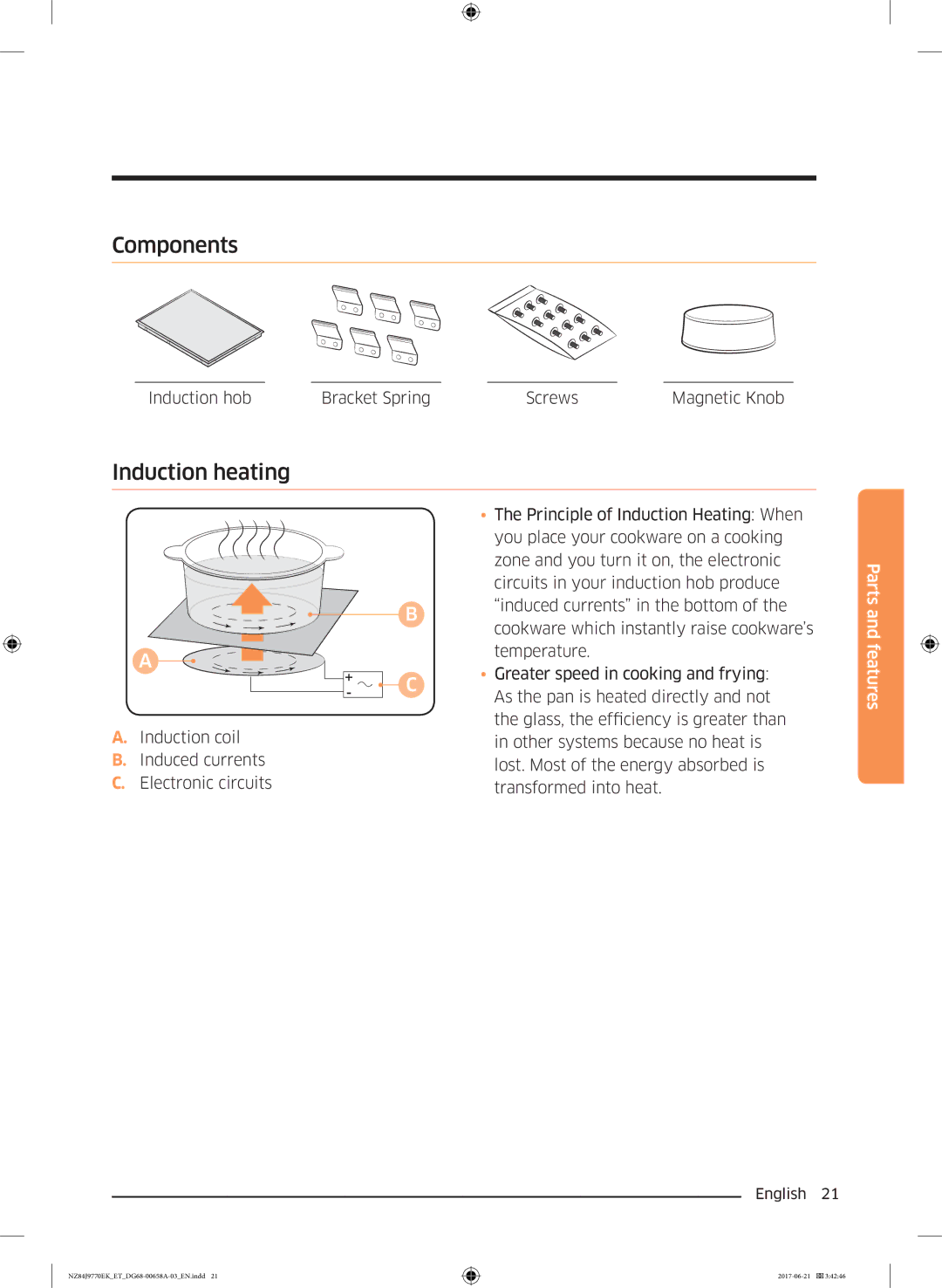 Samsung NZ84J9770EK/ET manual Components, Induction heating 