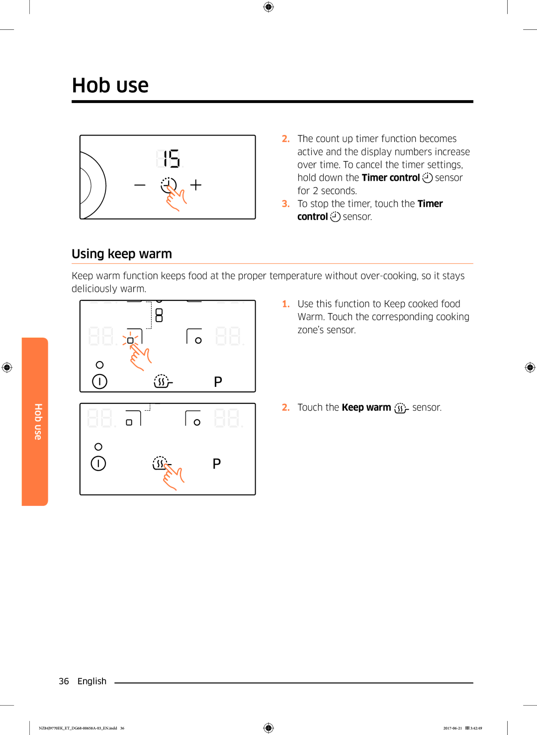 Samsung NZ84J9770EK/ET manual Using keep warm 