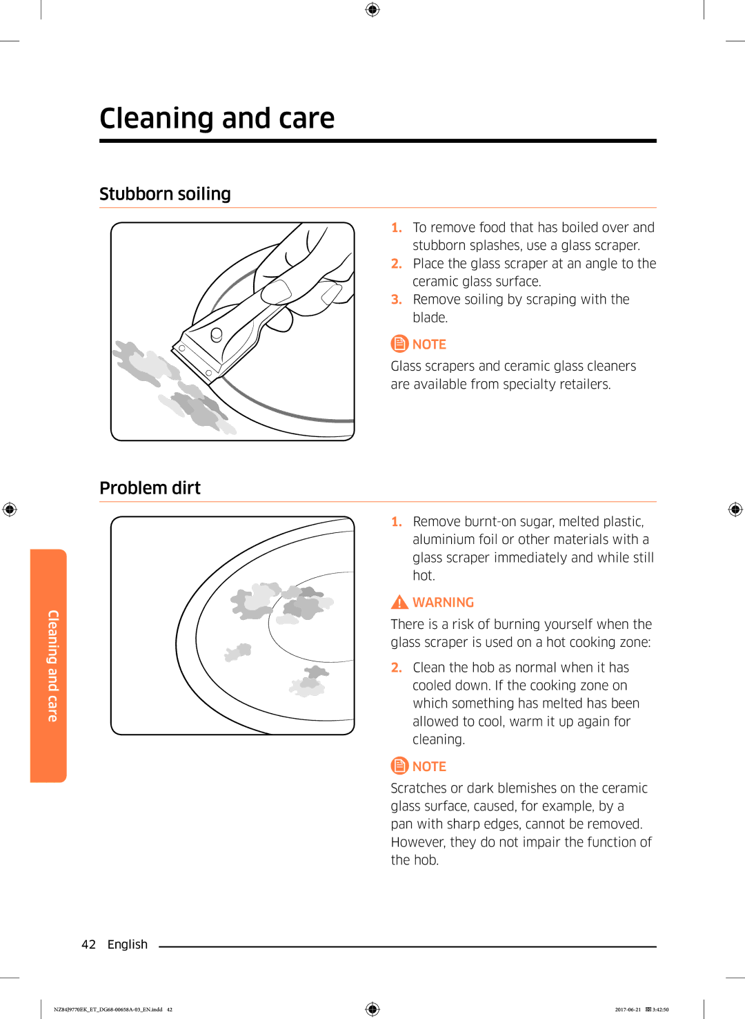 Samsung NZ84J9770EK/ET manual Stubborn soiling, Problem dirt 