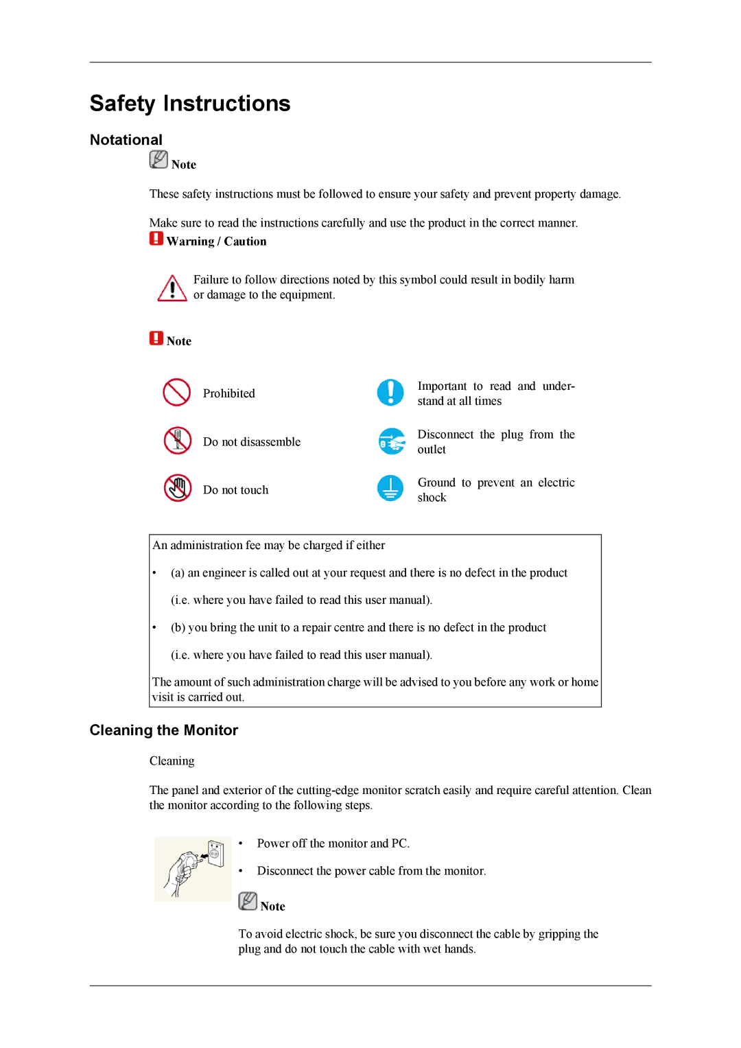 Samsung OL46B specifications Notational, Cleaning the Monitor 