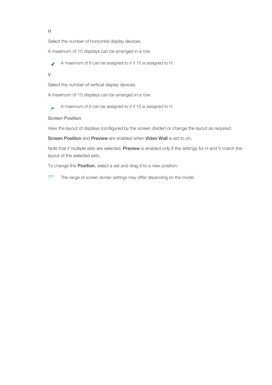 Samsung OL46B specifications Screen Position 