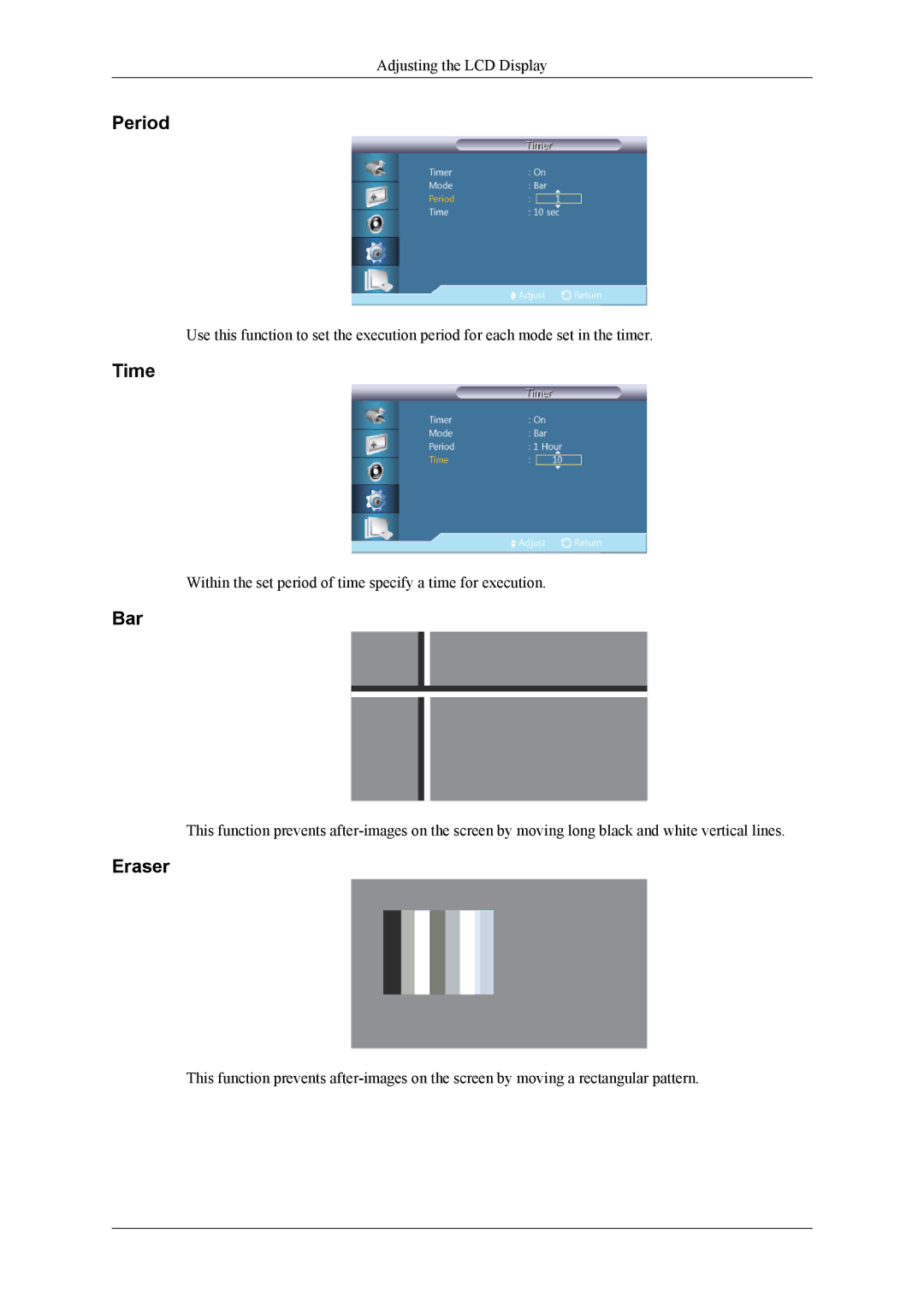 Samsung OL46B specifications Period, Bar, Eraser 