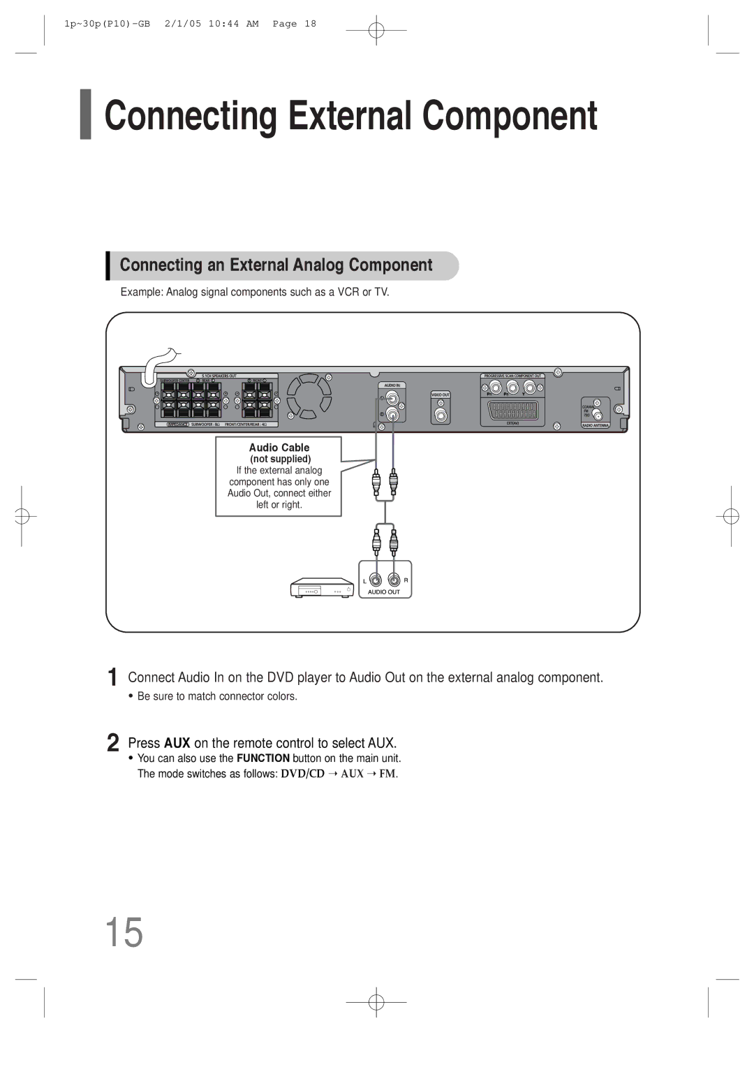 Samsung P10 instruction manual Connecting External Component 