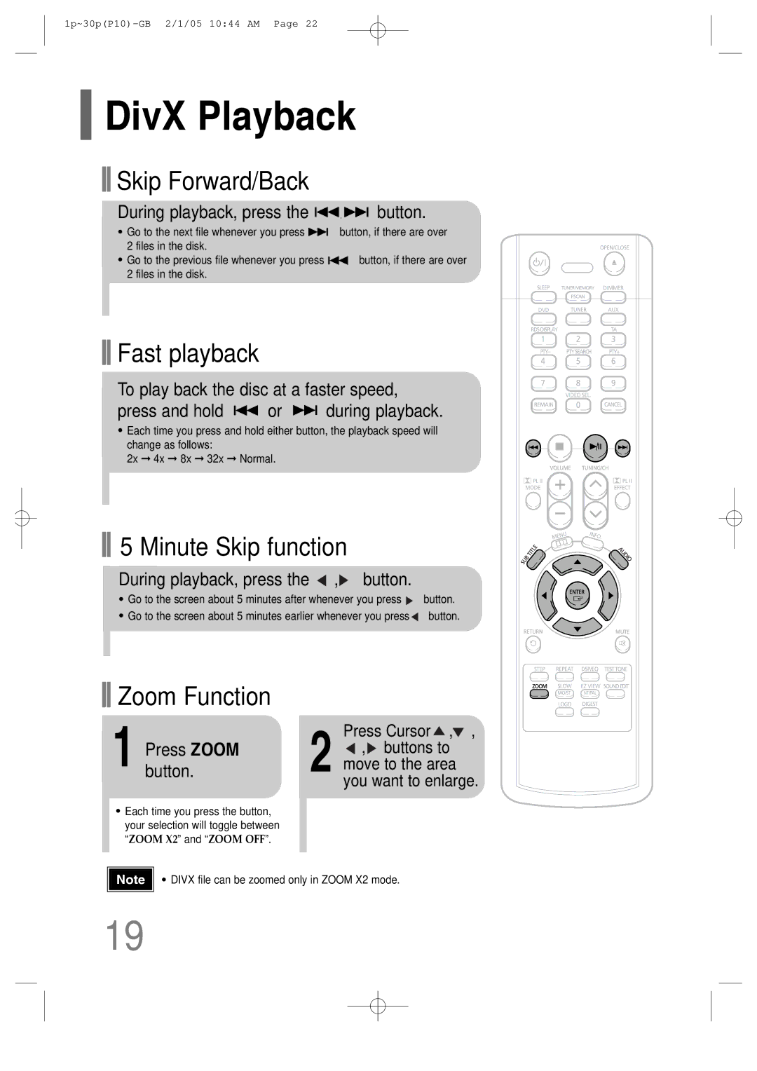 Samsung P10 instruction manual DivX Playback, Button, During playback, press the , button 