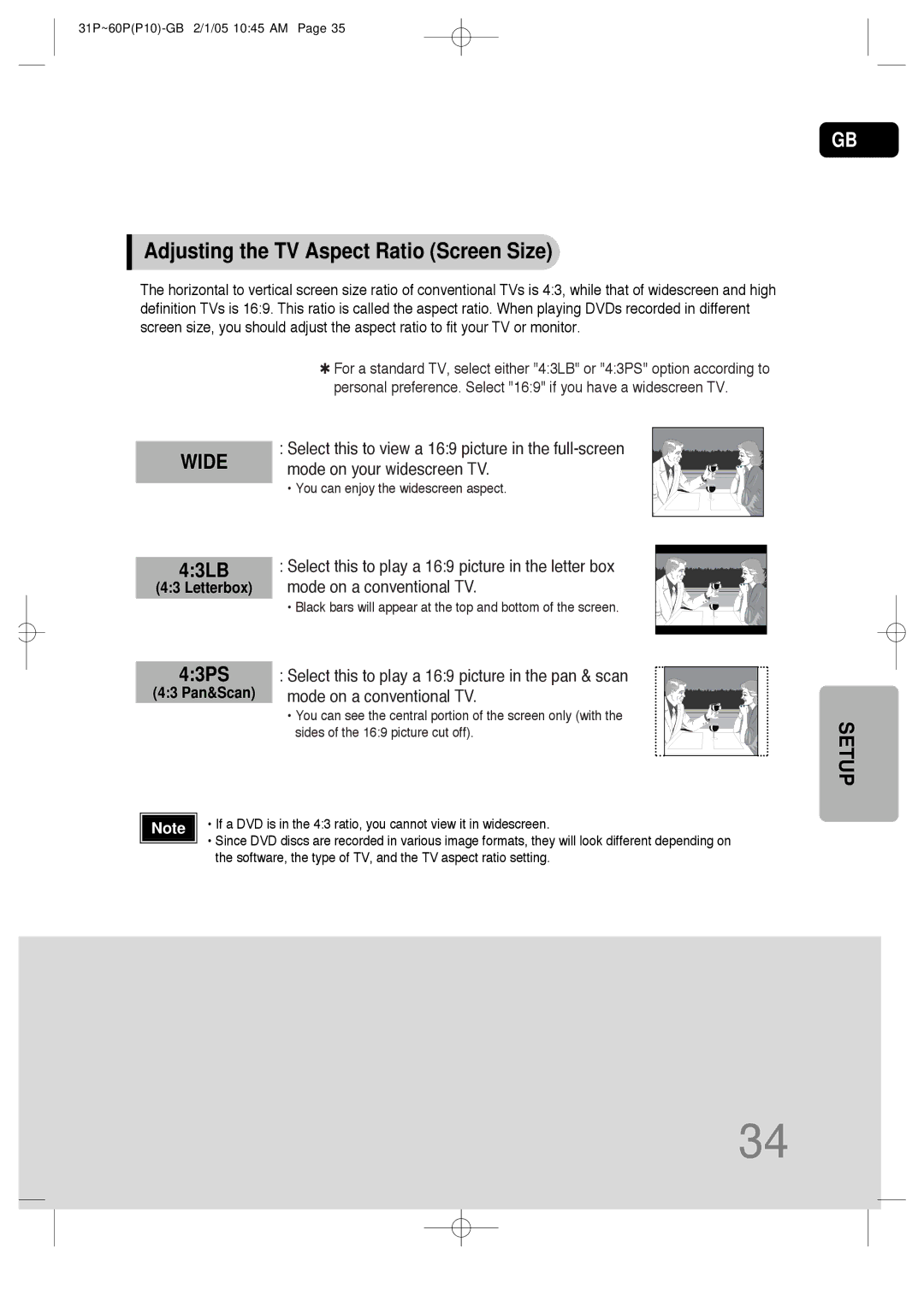 Samsung P10 instruction manual Adjusting the TV Aspect Ratio Screen Size, Letterbox, 43 Pan&Scan 