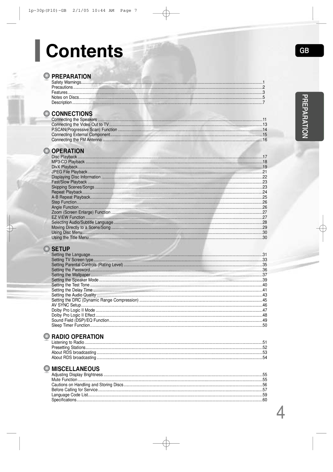 Samsung P10 instruction manual Contents 