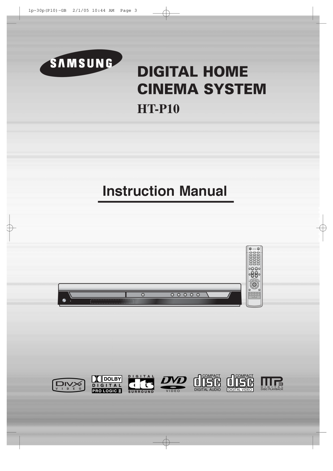 Samsung instruction manual Digital Home Cinema System, HT-P10, 1p~30pP10-GB2/1/05 10 44 AM Page, Compact Compact 