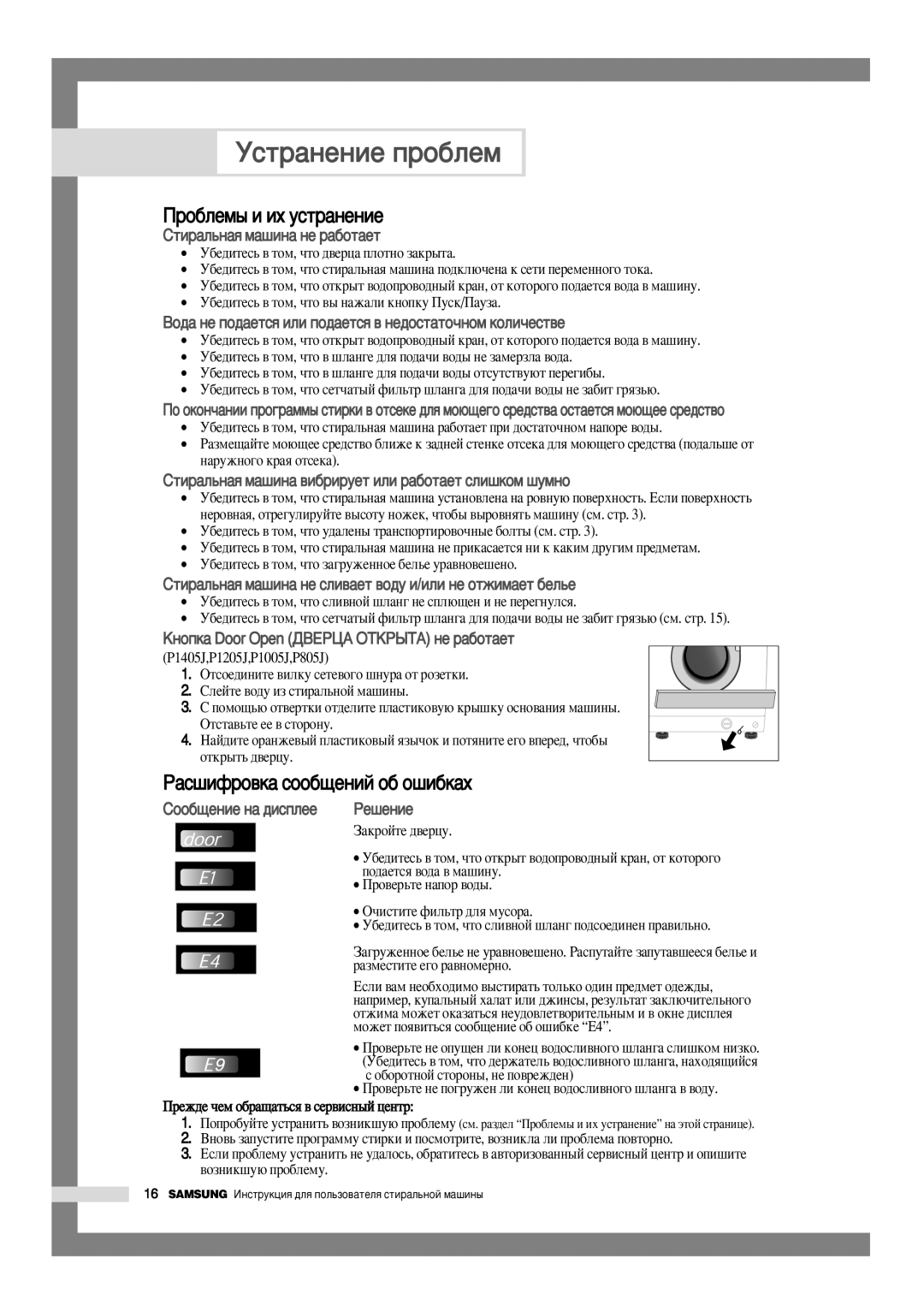 Samsung P1205JGW/YLP, P1005JGW/YLW manual Ìòú‡Ìâìëâ Ôó·Îâï, Ó·ÎÂÏ˚ Ë Ëı ÛÒÚ‡ÌÂÌËÂ, ‡Ò¯ËÙÓ‚Í‡ ÒÓÓ·˘ÂÌËÈ Ó· Ó¯Ë·Í‡ı 