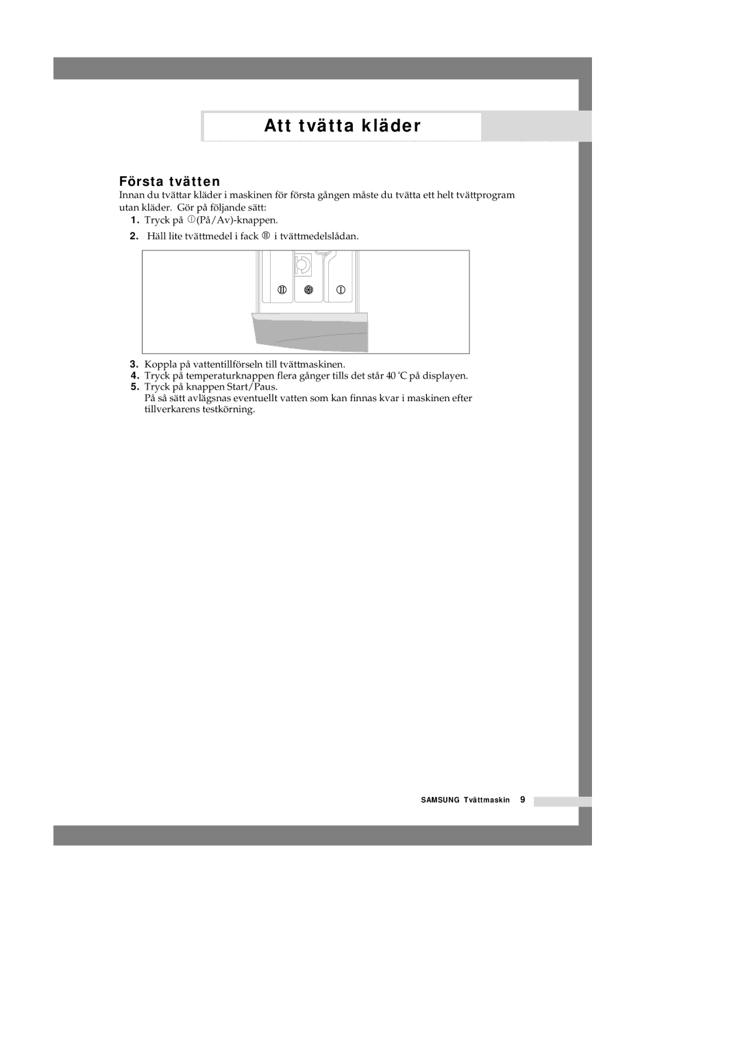 Samsung P1201GW/XEE manual Första tvätten 