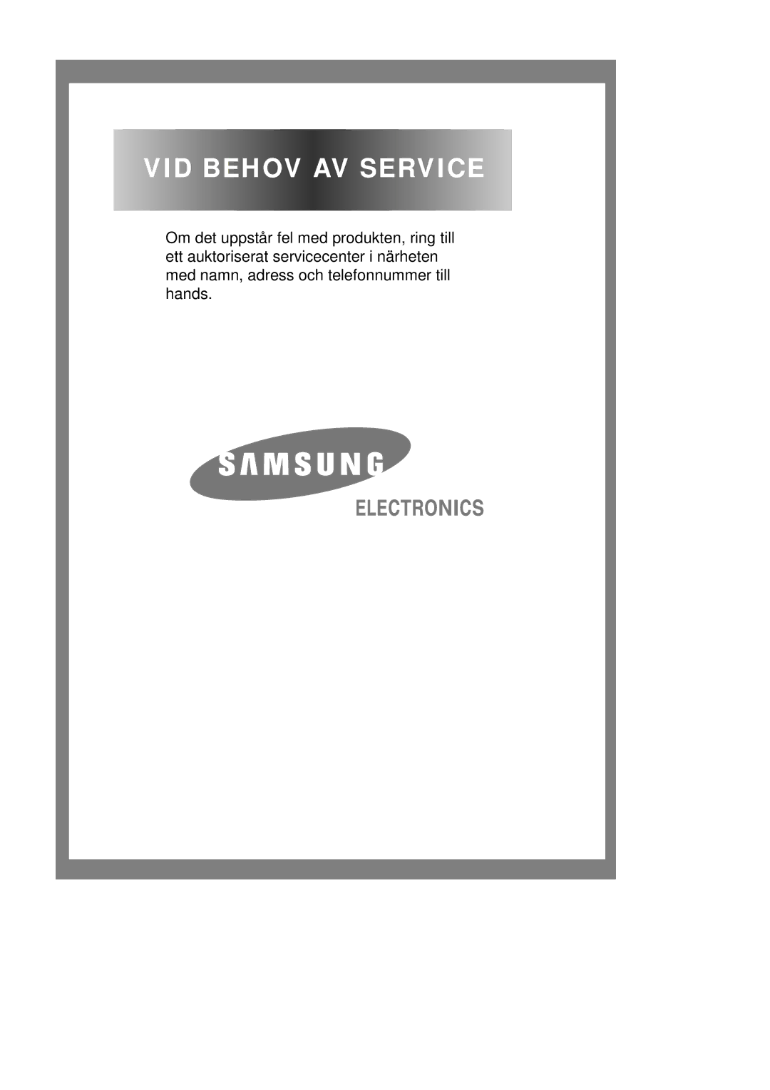 Samsung P1201GW/XEE manual VID Behov AV Service 