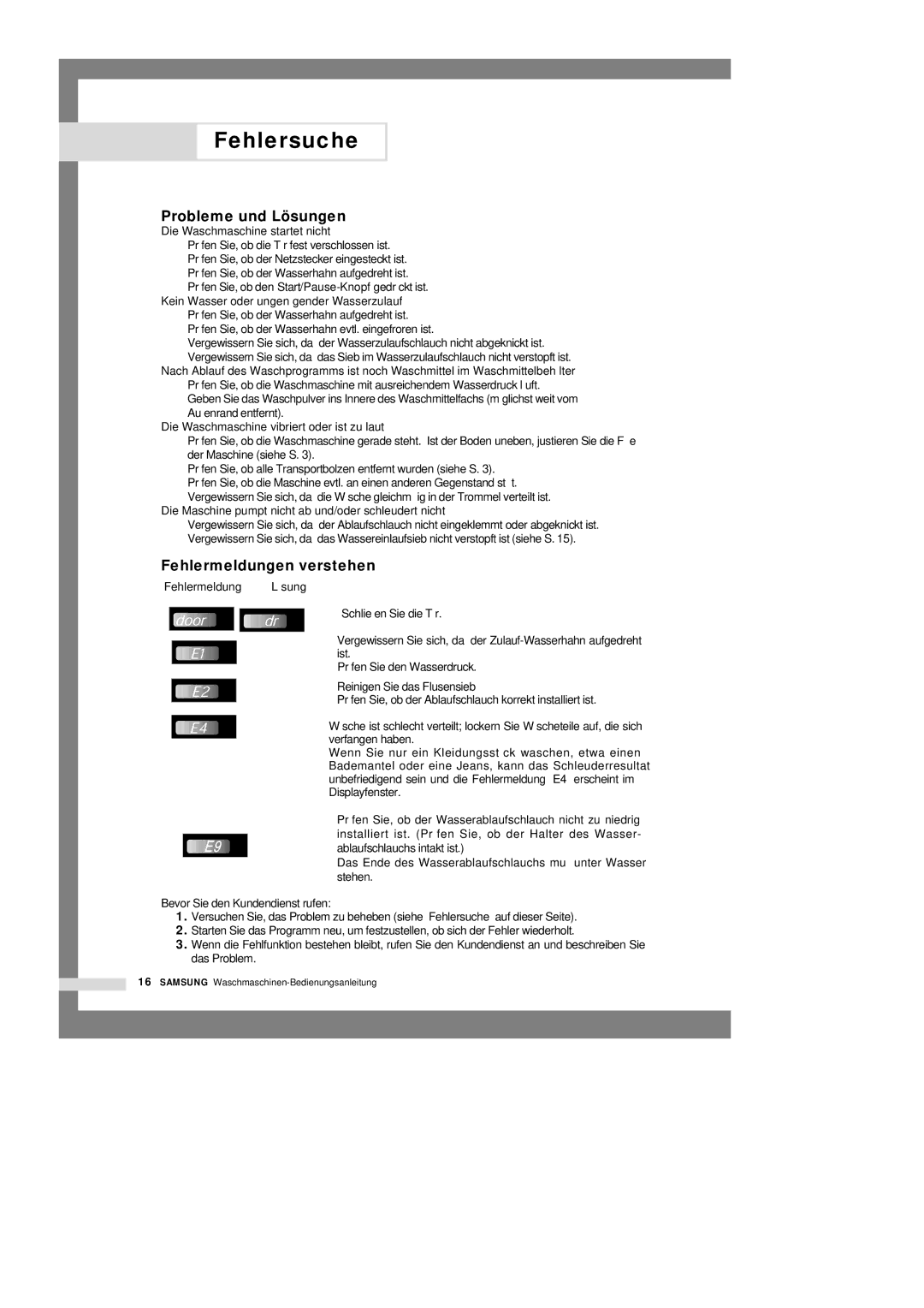 Samsung P1401GW/XEG, P1201GW/XEG, P1401GW1/XEG, P1201GW1/XEG Fehlersuche, Probleme und Lösungen, Fehlermeldungen verstehen 