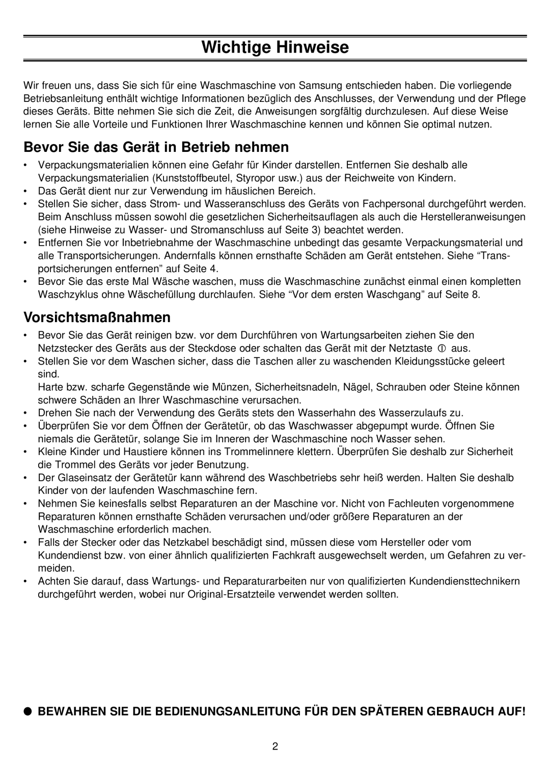 Samsung P1243GW/XEG, P1443GW/XEG manual Wichtige Hinweise, Bevor Sie das Gerät in Betrieb nehmen, Vorsichtsmaßnahmen 