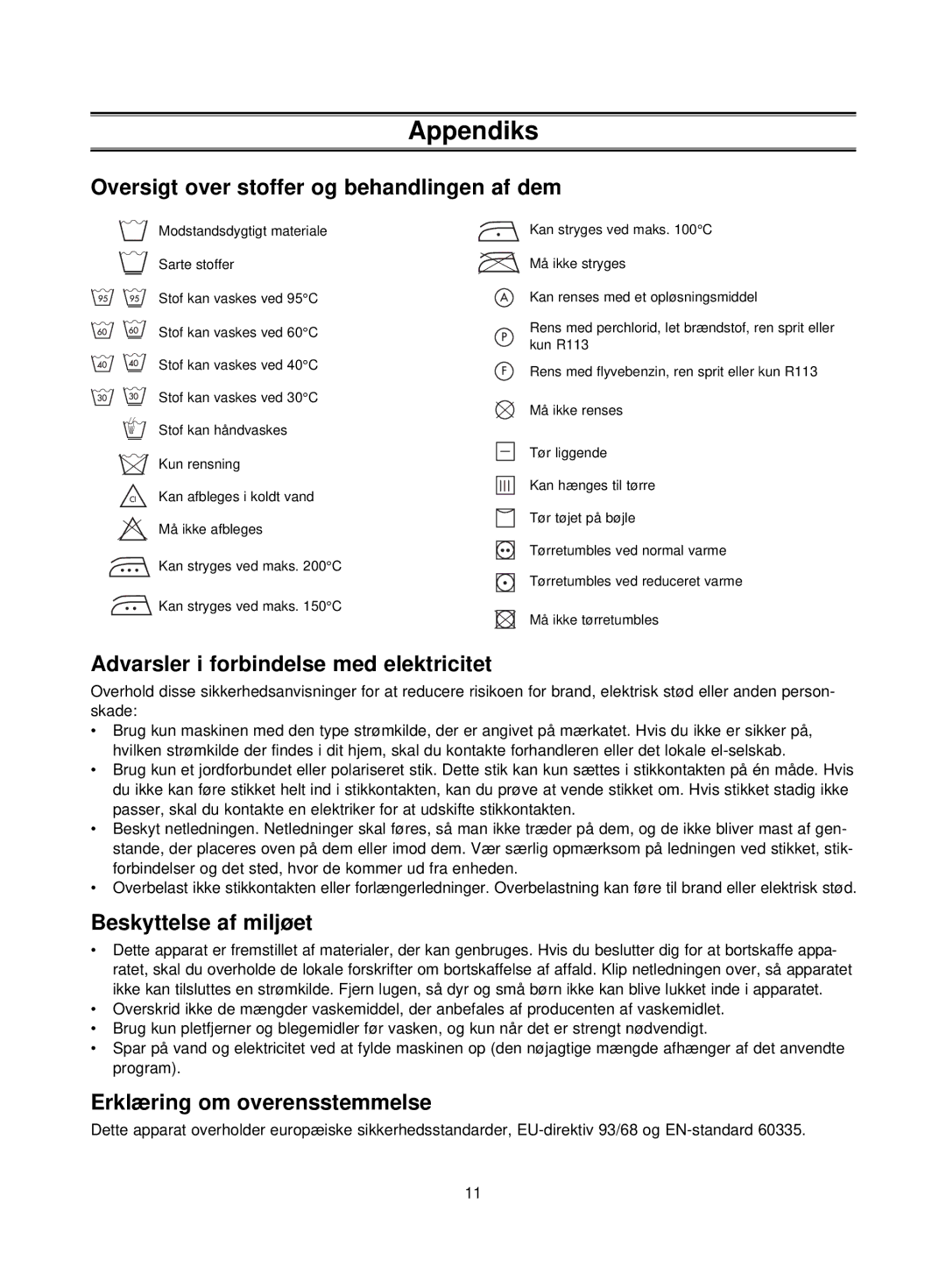 Samsung P1453GW/XEE Appendiks, Oversigt over stoffer og behandlingen af dem, Advarsler i forbindelse med elektricitet 