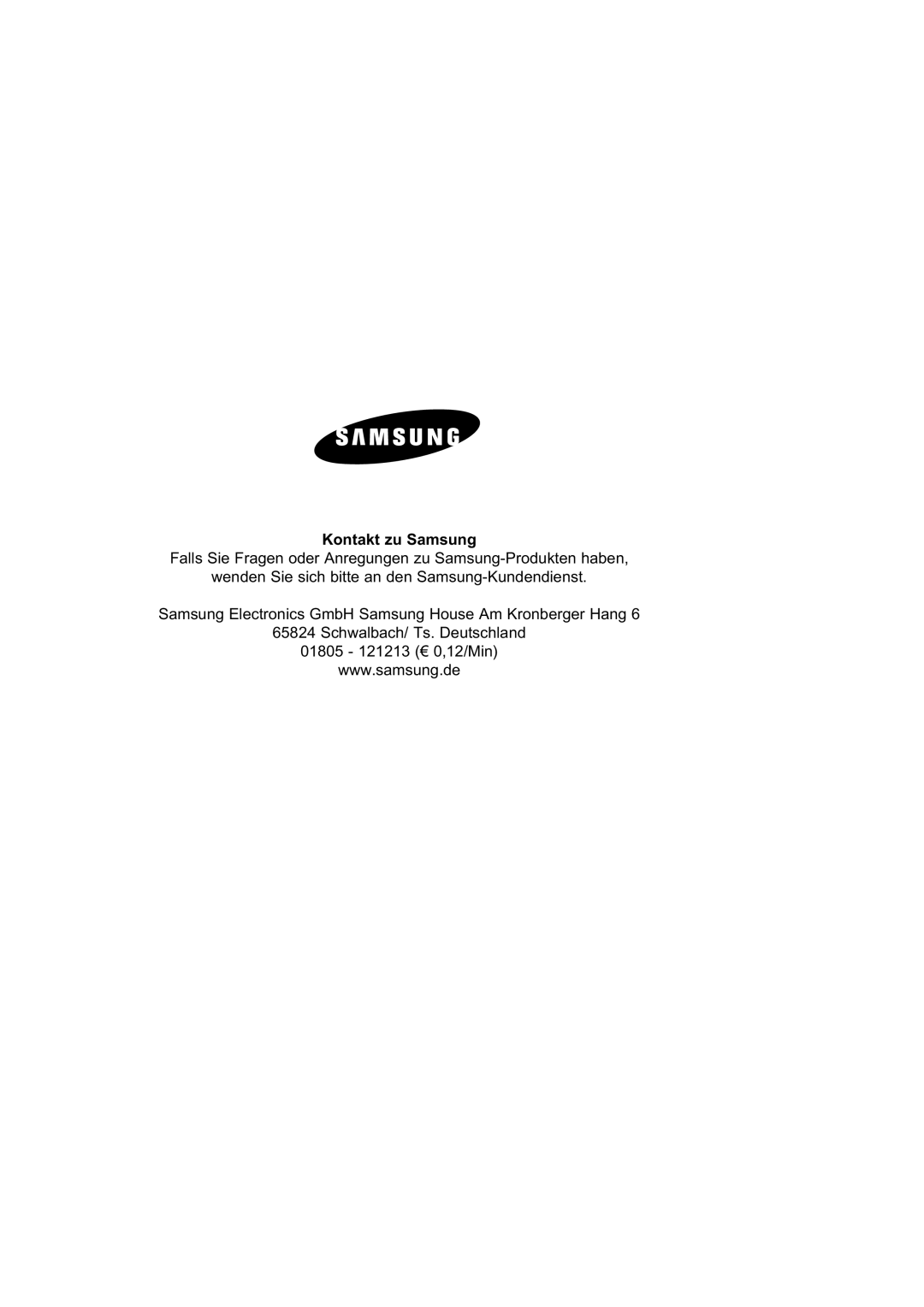 Samsung P1453GW/XEG, P1253GW/XEG, P1253EW/XSE manual Kontakt zu Samsung 