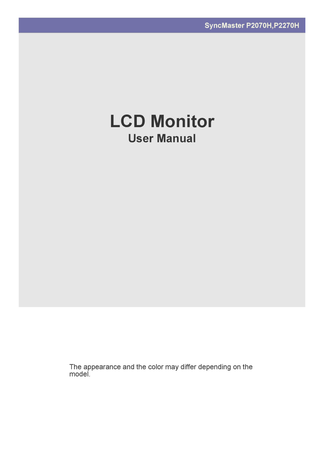 Samsung P2070H, P2270H user manual LCD Monitor 