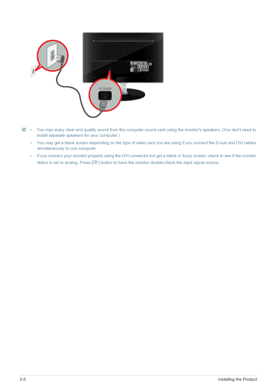 Samsung P2370HD, P2270HD user manual Installing the Product 