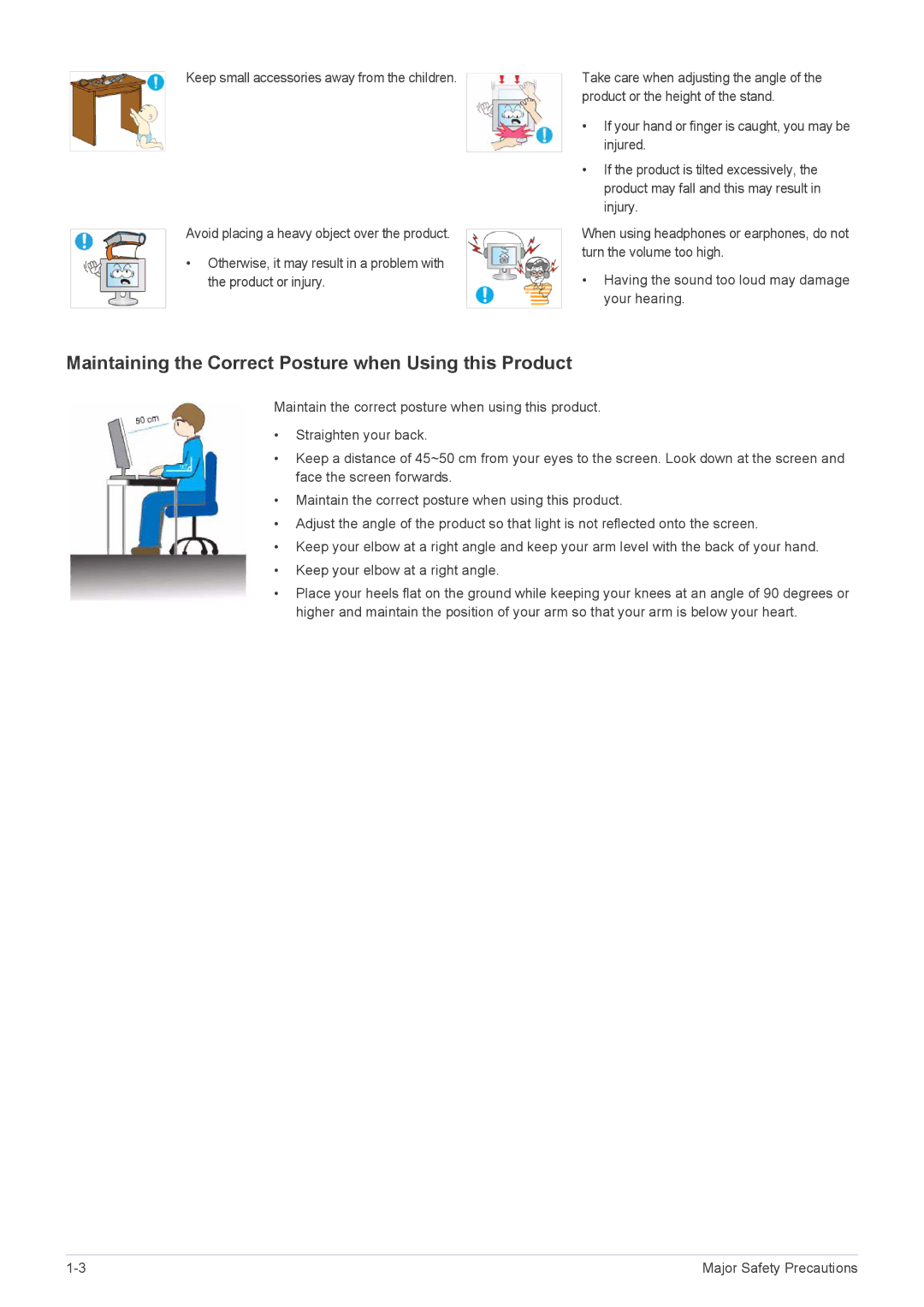 Samsung P2450H user manual Maintaining the Correct Posture when Using this Product 