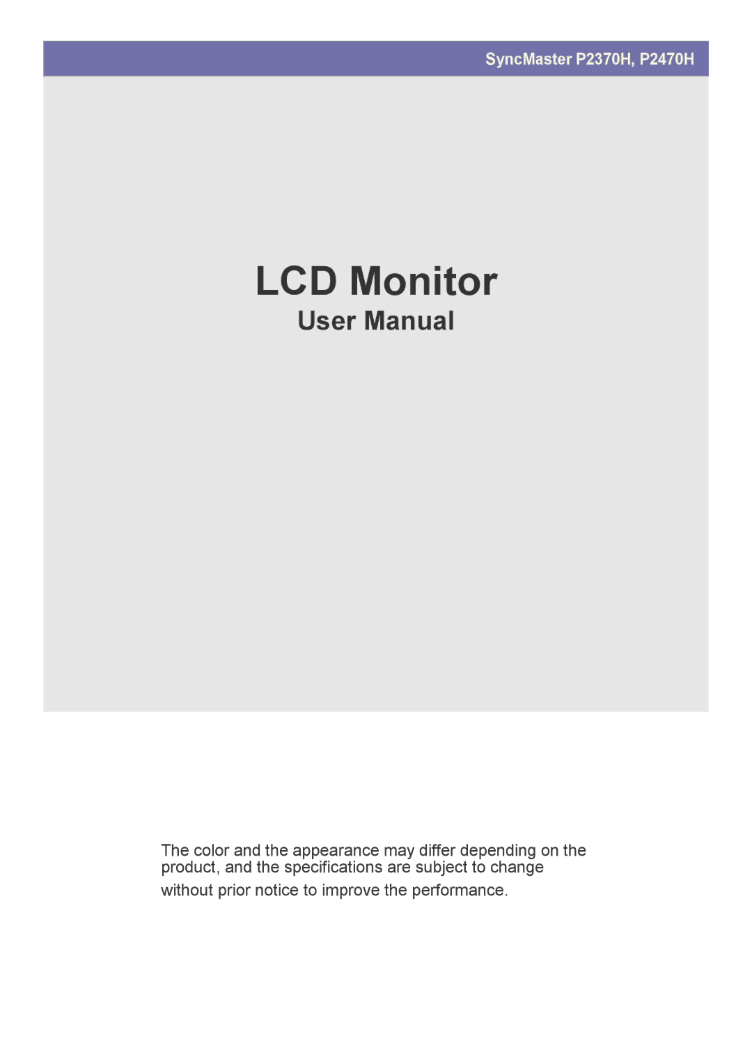 Samsung P2370H, P2470H user manual LCD Monitor 